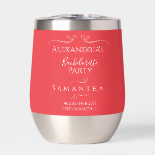 Modern Pink Red Bachelorette Party Favor Thermal Wine Tumbler