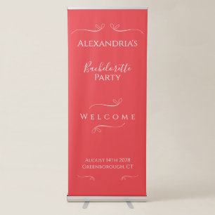 Modern Pink Red Bachelorette Party Welcome Retractable Banner