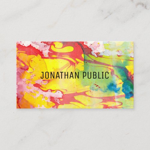 Modern Pink Red Blue Yellow Abstract Elegant Business Card