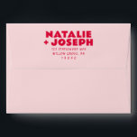 Modern Pink Red Bold Retro Bright Funky Wedding Envelope<br><div class="desc">A retro modern hand written bright colorful wedding envelope. Which features bold  bride and groom's names in red magenta color. And  personalized return address .  On simple blush pale vintage color background. Which suits the whole wedding suite.</div>