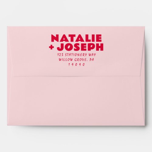 Modern Pink Red Bold Retro Bright Funky Wedding Envelope