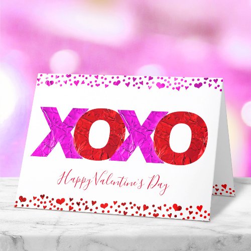 Modern Pink Red Bold XOXO Valentines Day Hearts  Holiday Card