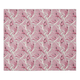Modern Pink & Red Cardinal Birds Duvet Cover