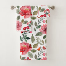 Modern Pink Red Floral Botanical Pattern