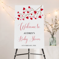 Modern Pink Red Hearts Baby Shower