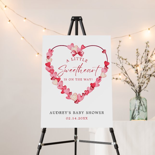 Modern Pink Red Hearts Baby Shower  Foam Board (In Situ (Stand))