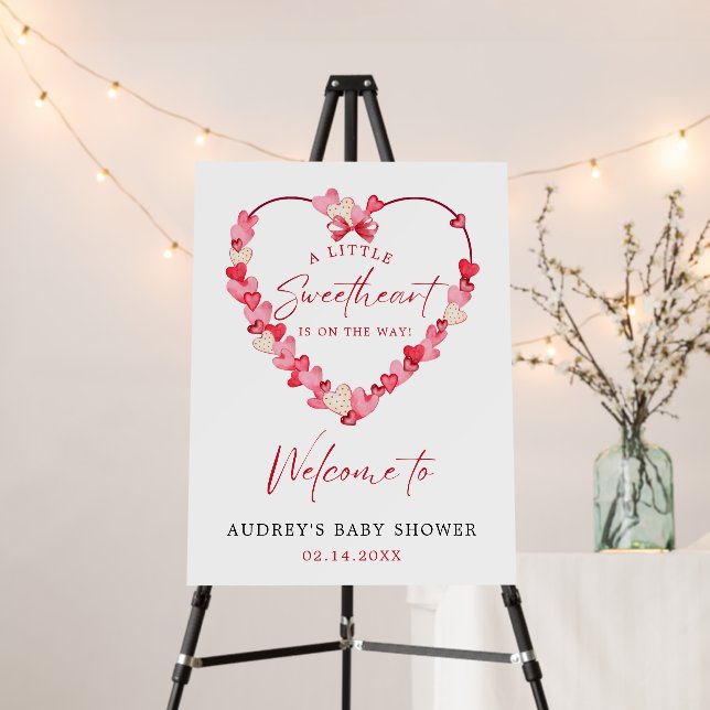Modern Pink Red Hearts Baby Shower  Foam Board (In Situ (Stand))