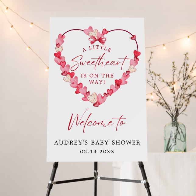 Modern Pink Red Hearts Baby Shower  Foam Board (In Situ (Stand))