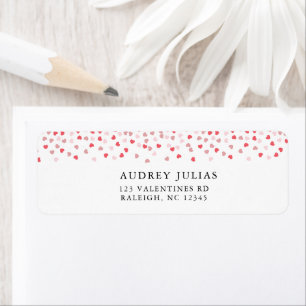 Modern Pink Red Hearts Baby Shower Return Address Label