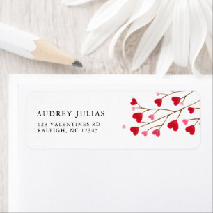 Modern Pink Red Hearts Baby Shower Return Address Label
