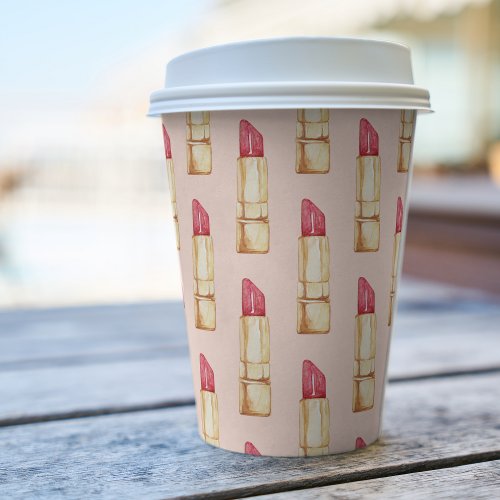 Modern Pink  Red Lipstick Pattern Girly Paper Cups