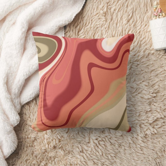 Modern Pink Red Rainbow Personalized Girly Throw Pillow (Blanket)