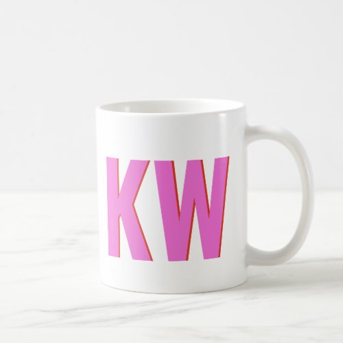 Modern Pink Red Shadow Monogram Personalized Coffee Mug