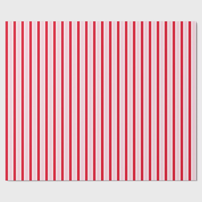 Modern Pink Red Striped Christmas Wrapping Paper (Seam)