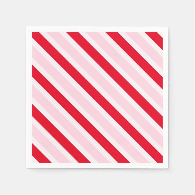 Modern Pink Red Stripes Christmas Napkins (Front)
