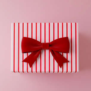 Modern Pink Red Stripes Christmas Wrapping Paper