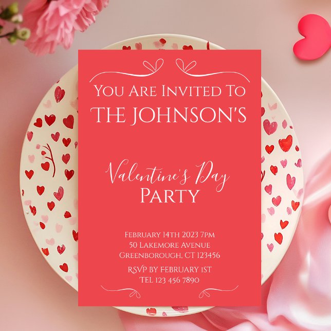 Modern Pink Red Valentines Day Party Invitation (Creator Uploaded)