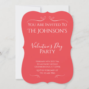 Modern Pink Red Valentines Day Party Invitation