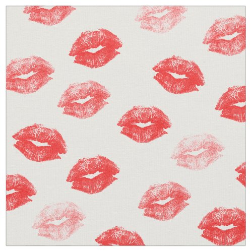 Modern pink red watercolor kiss lips pattern fabric