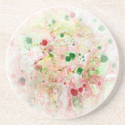 Modern Pink Red Yellow Green Abstract Template Coaster
