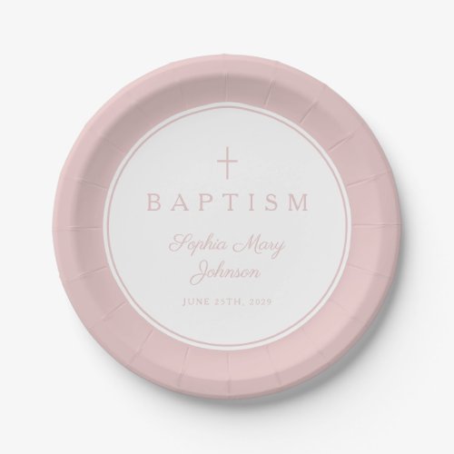 Modern Pink Religious Cross Girl Baptism
