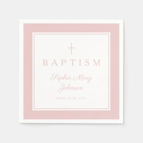 Modern Pink Religius Cross Girl Baptism