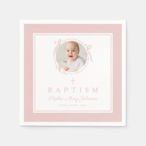 Modern Pink Religius Cross Girl Baptism