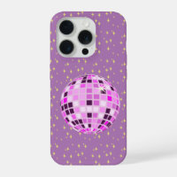 Modern Pink Retro Disco Ball Purple