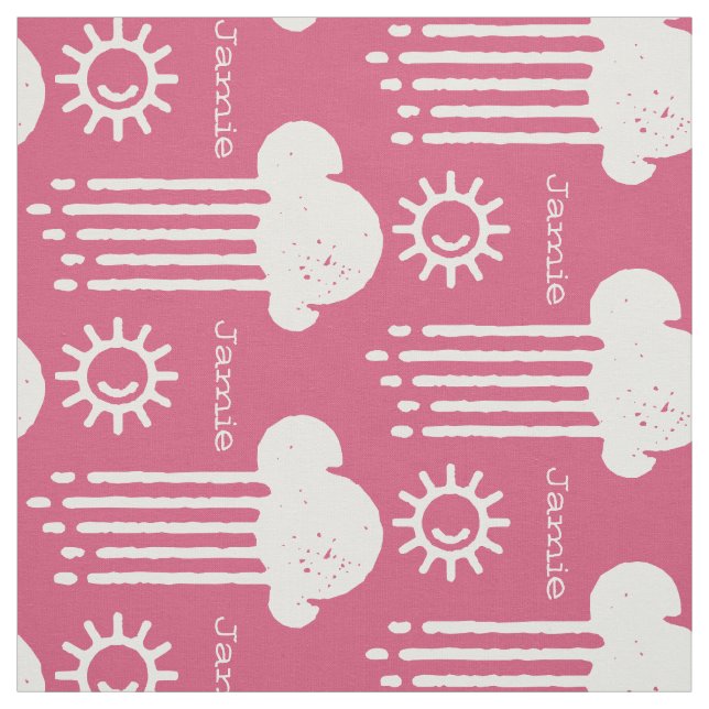 Modern Pink Retro Personalized Fabric (Swatch)