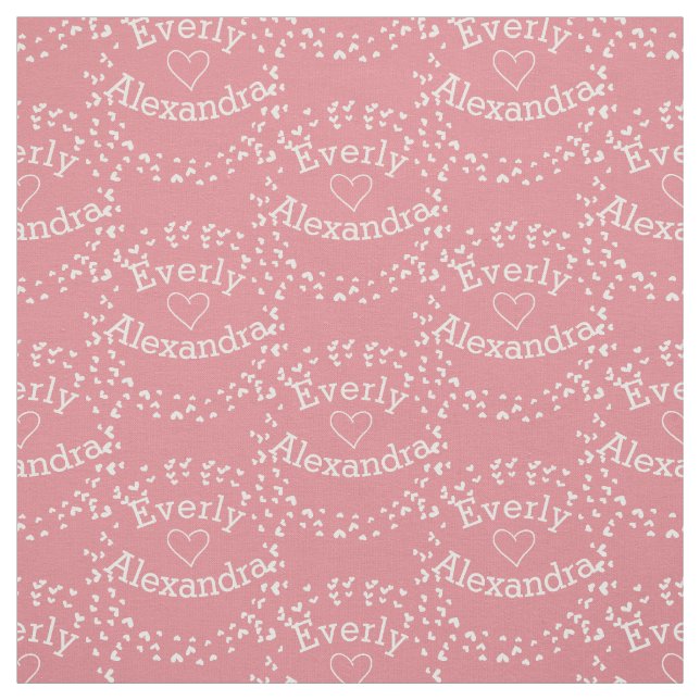 Modern Pink Retro Personalized Fabric (Swatch)