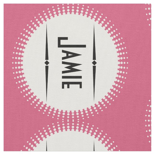 Modern Pink Retro Personalized Fabric (Close Up)