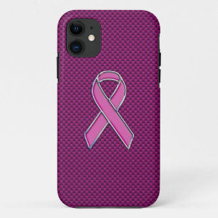 Modern Pink Ribbon Awareness Design iPhone 11 Case