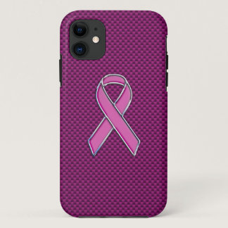 Modern Pink Ribbon Awareness Design iPhone 11 Case