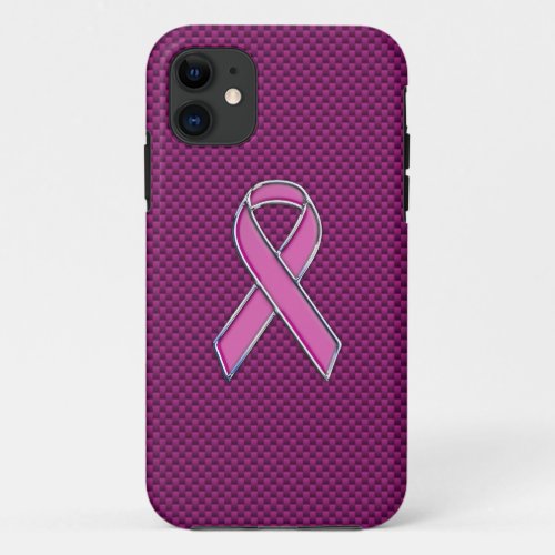 Modern Pink Ribbon Awareness Design iPhone 11 Case