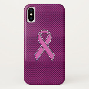 Modern Pink Ribbon Awareness Design iPhone X Case