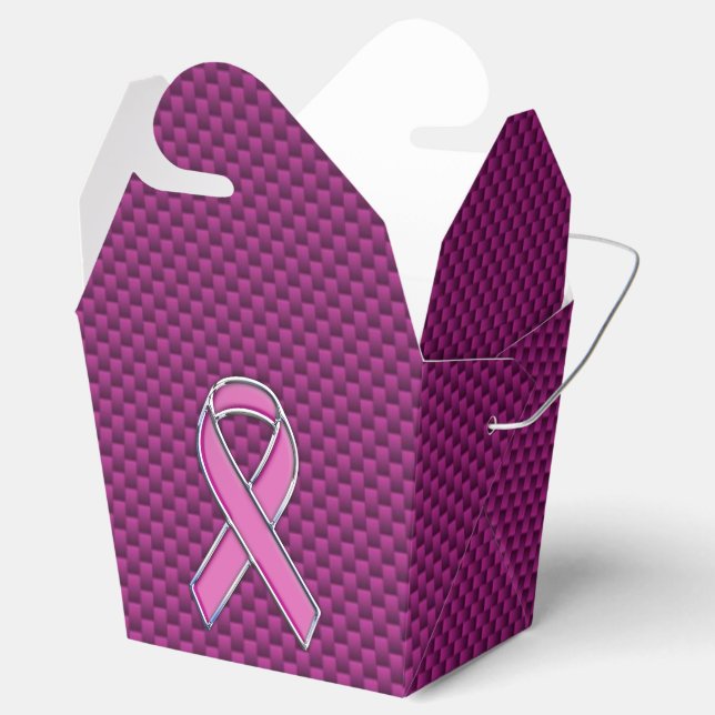 Modern Pink Ribbon Awareness Design Favor Boxes (Opened)