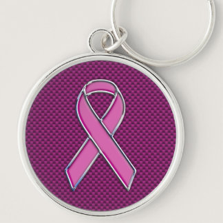 Modern Pink Ribbon Awareness Design Keychain