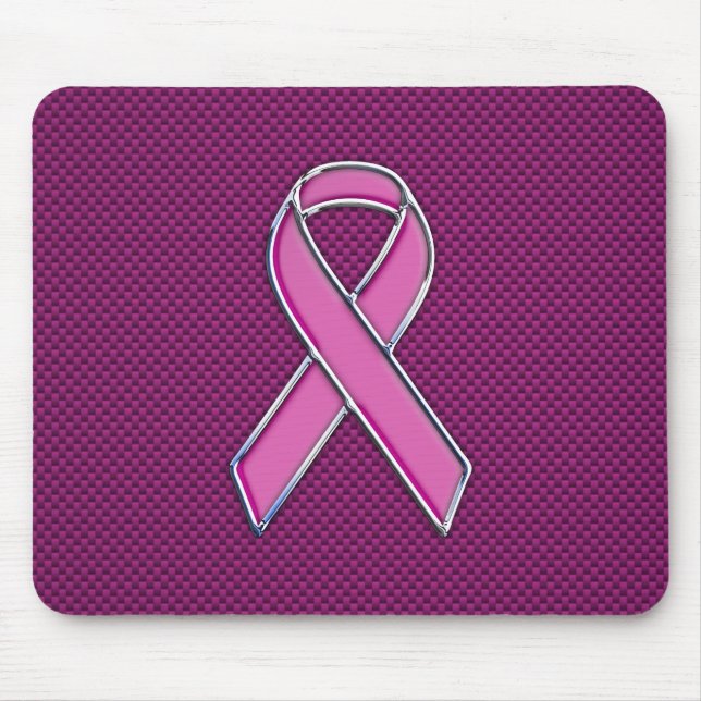 Modern Pink Ribbon Awareness Design Mouse Pad (Front)