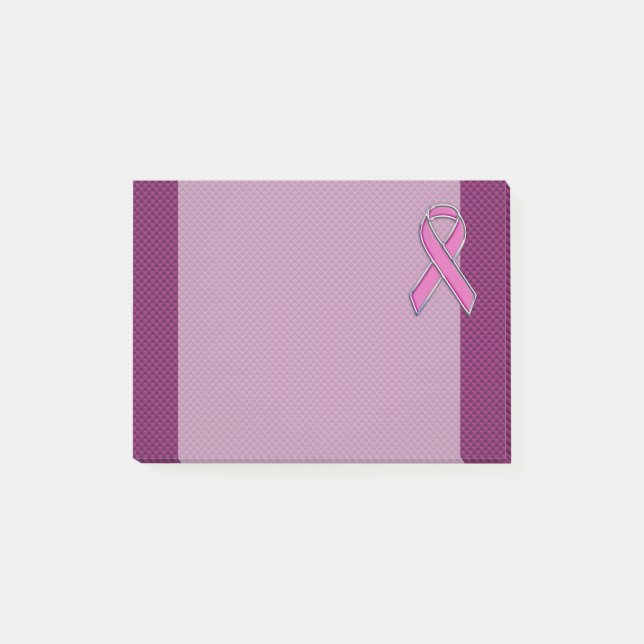 Modern Pink Ribbon Awareness Design Post-it Notes (Front)
