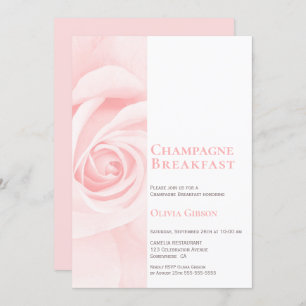 Modern Pink Rose Champagne Breakfast Bridal Shower Invitation