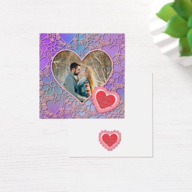 Modern Pink Rose Floral Heart Romantic Valentines (Desk)