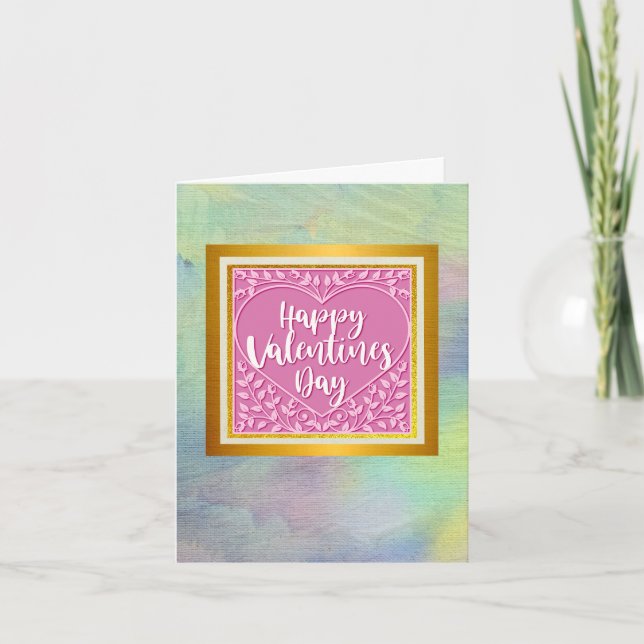 Modern Pink Rose Floral Heart Romantic Valentines Invitation (Front)