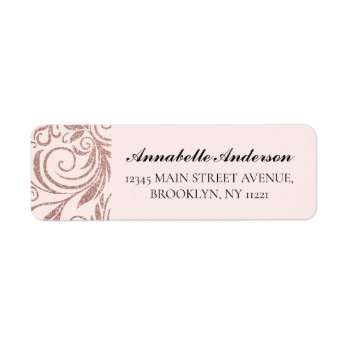 Modern Pink Rose Gold Glitter Geometric Sparkle Label
