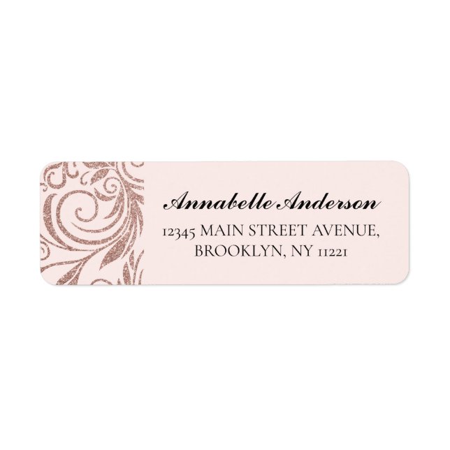 Modern Pink Rose Gold Glitter Geometric Sparkle Label (Front)