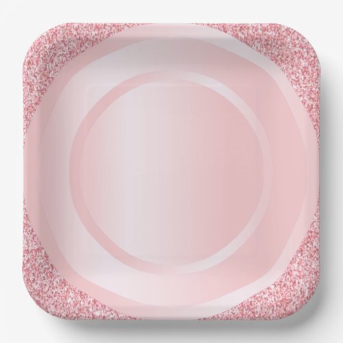 Modern Pink Rose Gold Glitter Trendy Elegant Color Paper Plates