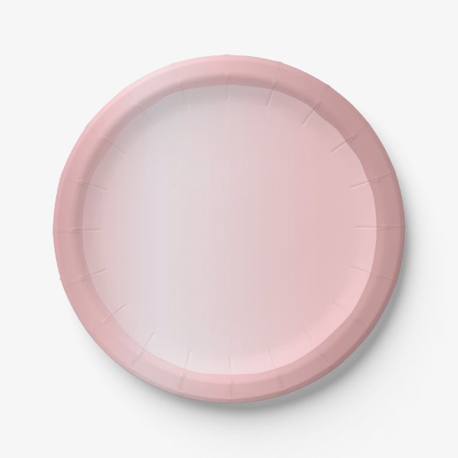 Modern Pink Rose Gold Trendy Elegant Template Paper Plates (Front)