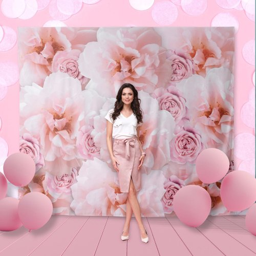 Modern Pink Rose Photo Booth Prop Backdrop 