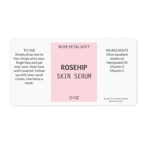 Modern Pink Rosehip Serum Product Labels