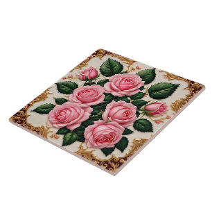 Modern Pink Roses Beautiful Collection Ceramic Tile