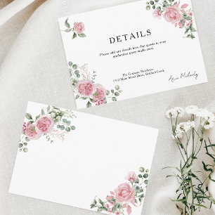 Modern Pink Roses Details Graduation Enclosure Card